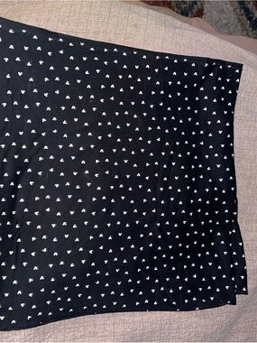 Black Midi Skirt with White Heart Print - Brand Unspecified